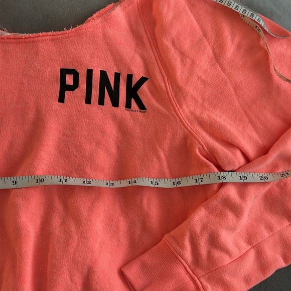 PINK off the Shoulder Coral Sweatshirt size XS - Picture 3 of 5